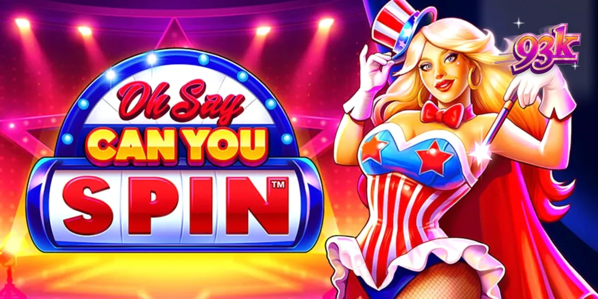 Interface colorida e festiva do slot Oh Say Can You Spin com tema patriótico.